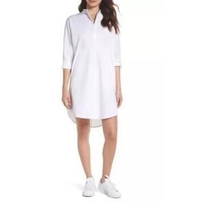 Antropologie CAARA Boyfriend Shirt Dress white 100% cotton oversized XS